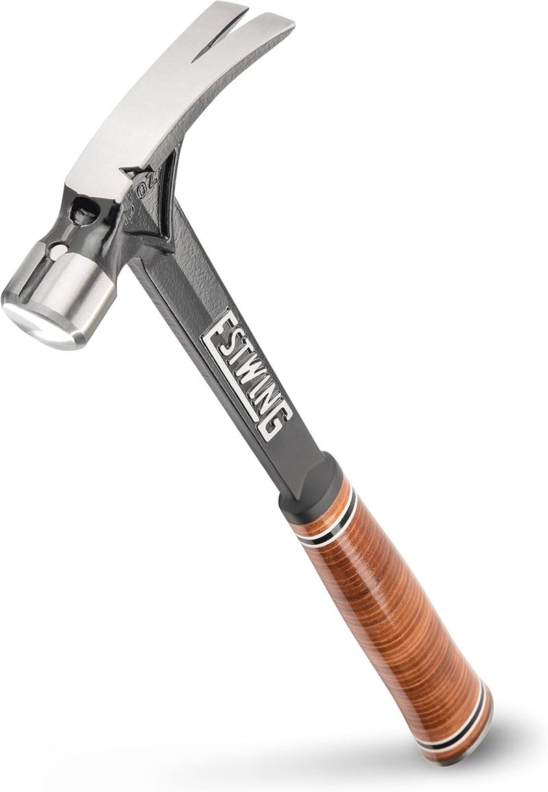 Estwing Ultra Series Hammer - 15 oz Rip Claw Framing Hammer with Smooth Face & Genuine Leather Grip - E15S - Image 1